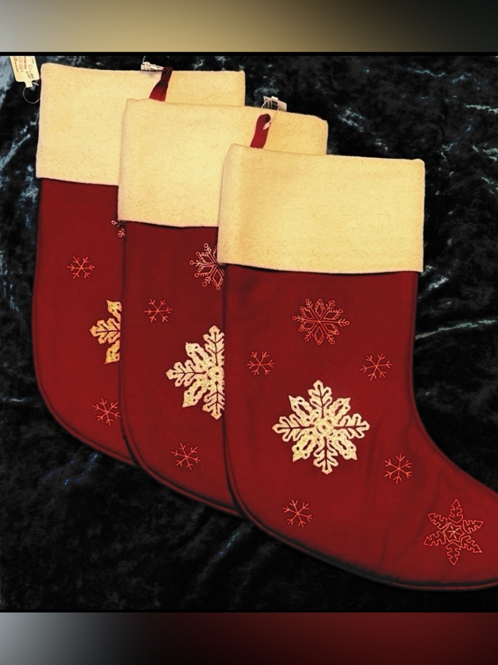 Christmas Stockings Set of 3 X-Large,Thick Felt, Embroudered Dept 56 NWT